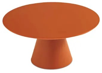 Tavolino rotondo con piano in legno e base in metallo Ruggine - TRIADE Large