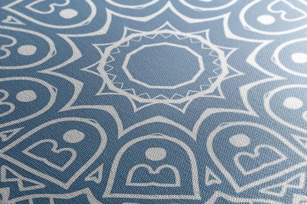 Stampa su tela – Mandala meditativo su sfondo blu
