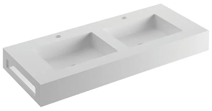 Lavabo a incasso rettangolare L 120 x H 14 x P 46 cm in solid surface bianco