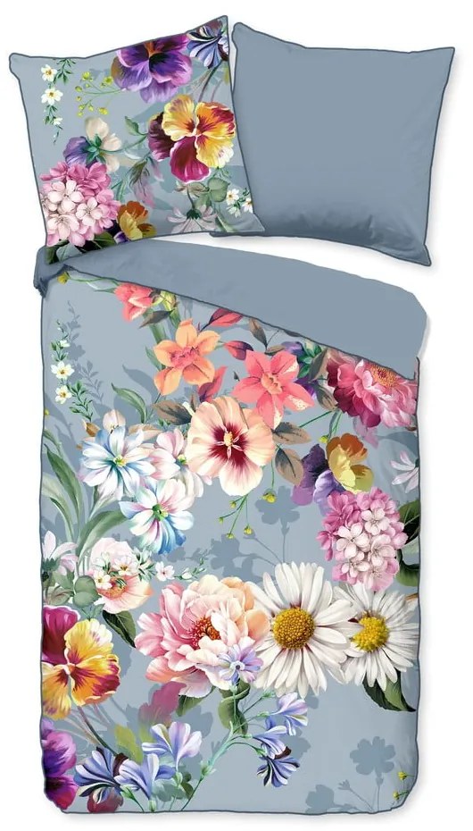 Biancheria da letto matrimoniale in cotone organico grigio Girasole, 200 x 220 cm Organic - Descanso