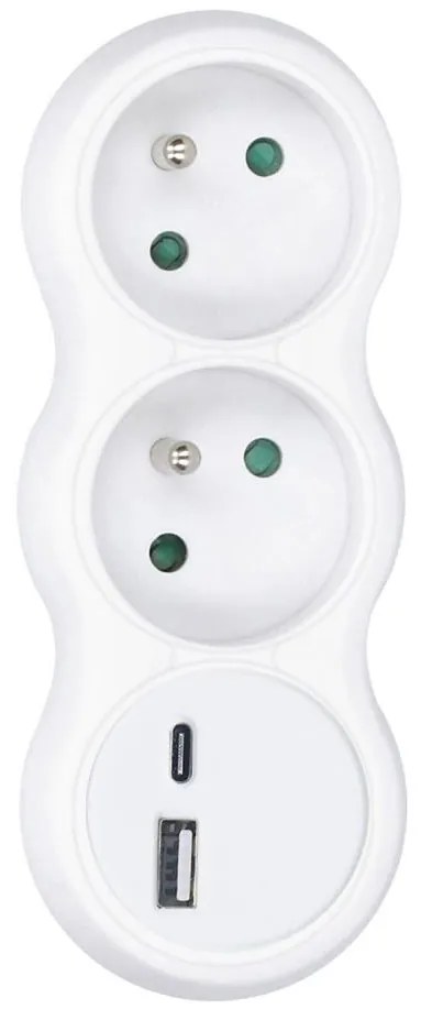 Solight P100USBC - Multipresa con un USB A+C charger 2x10A bianco