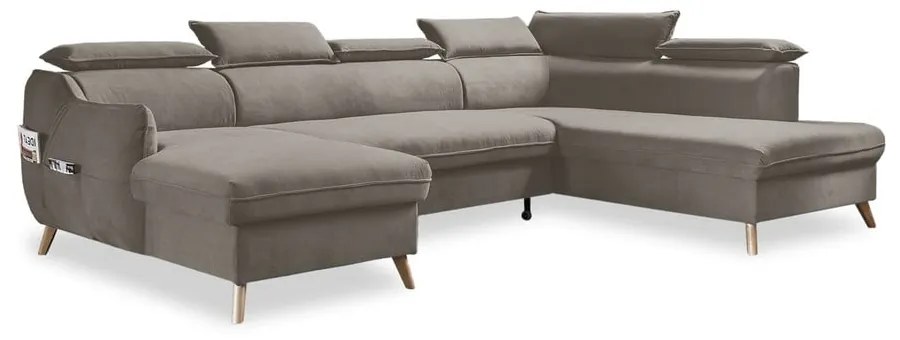 Divano letto angolare a U in velluto marrone chiaro (angolo destro) Sweet Harmony - Miuform