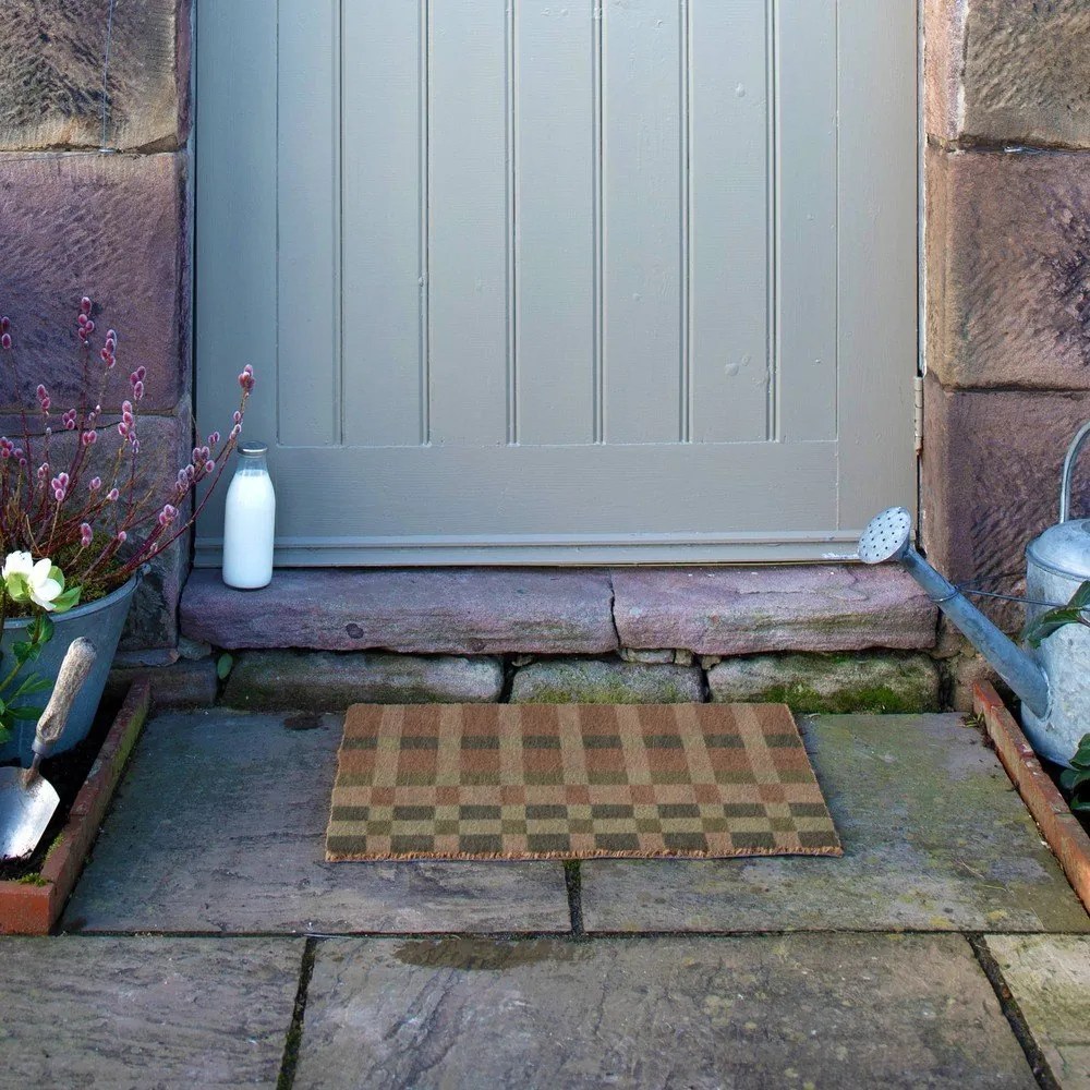 Zerbino in fibre di cocco 40x60 cm Pink and Blue Check – Artsy Doormats