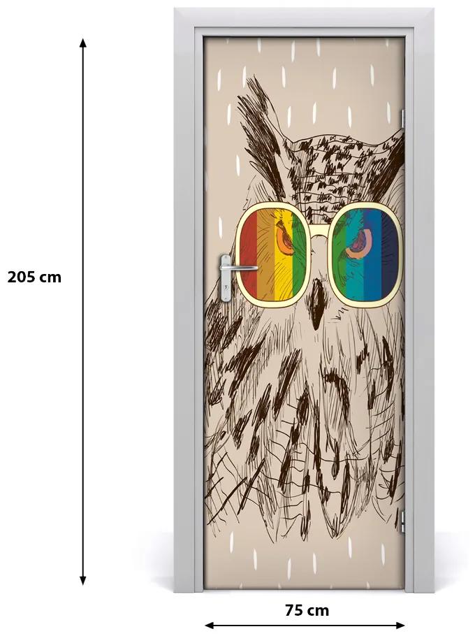 Adesivo per porta Gufi con occhiali 75x205 cm