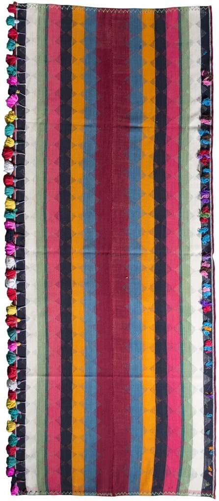 Kilim Tappeto 330x130 Rosso (Iran) Tessuto A Mano
