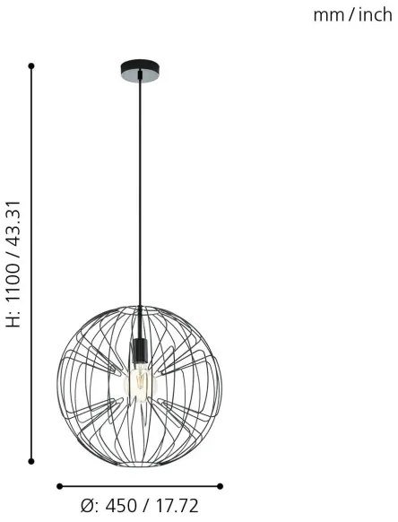 Eglo 98688 - Lampadario a sospensione con filo OKINZURI 1xE27/60W/230V