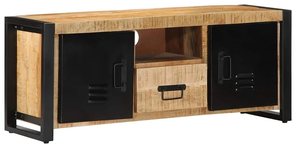 Mobile Porta Tv 100x30x40 Cm İn Legno Massello Di Mango Grezzo /