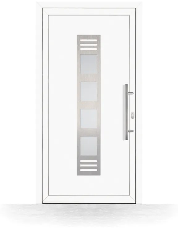 Portoncini in pvc, doppi vetri, bianco, 760 x 1885 mm ou su misura, modello Manfredonia, configura individualmente