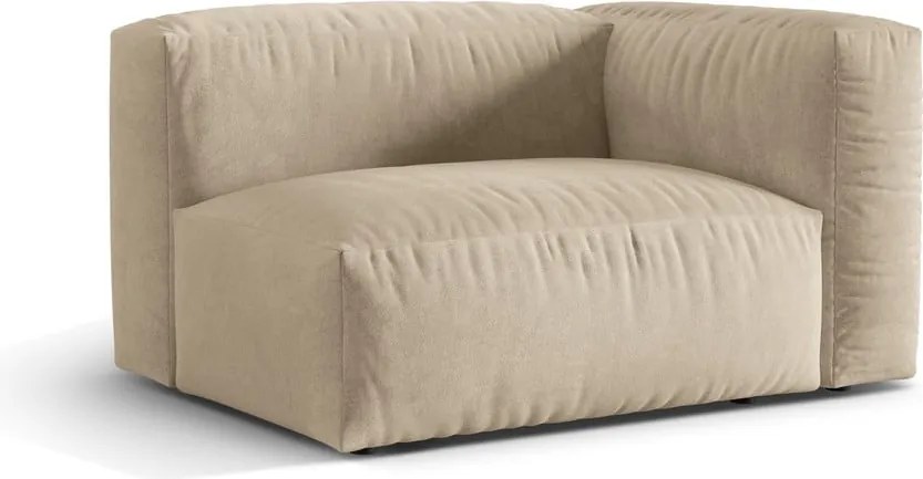 Parte divano componibile beige (con penisola a destra) con rivestimento in velluto Martina – Micadoni