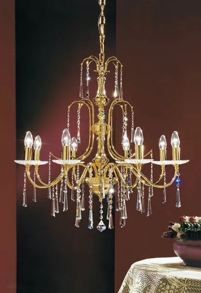 Lampadario 8 luci oro e cristallo  703/8  Luxury Crystal - Arredoluce Cromo