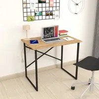 Scrivania 'Tjeldsund' Tavolo da Studio Postazione di Lavoro con Piano Tavolo in Effetto Rovere [en.casa]