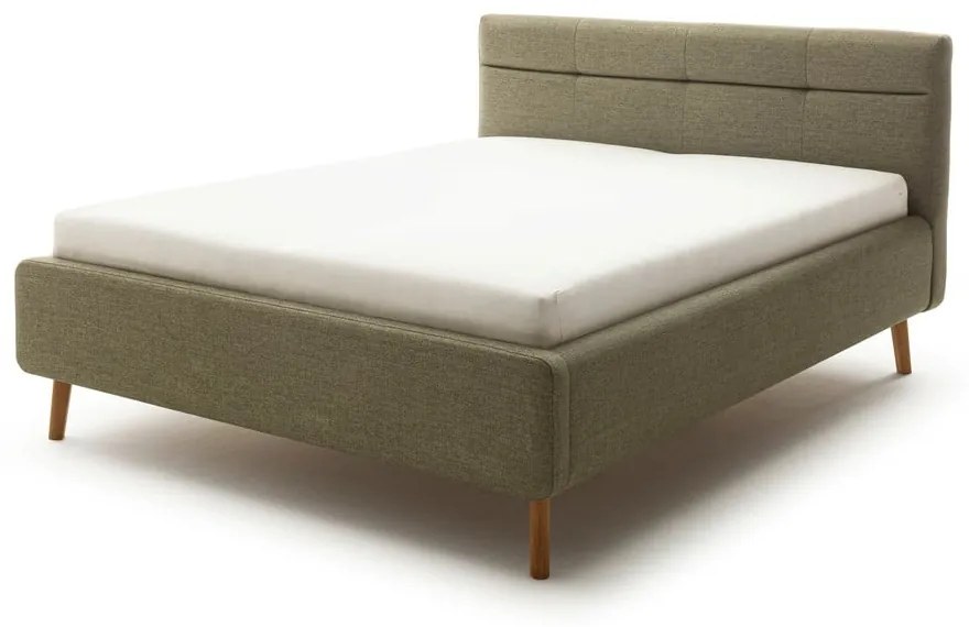 Letto matrimoniale imbottito verde con contenitore con rete inclusa 160x200 cm Lotte – Meise Möbel