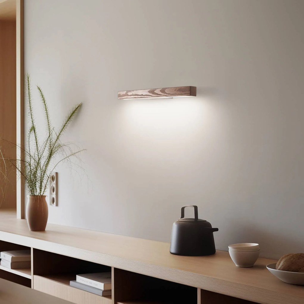 TK Lighting Lampada da parete in legno LED Teo, noce, 46 cm, 3000 K