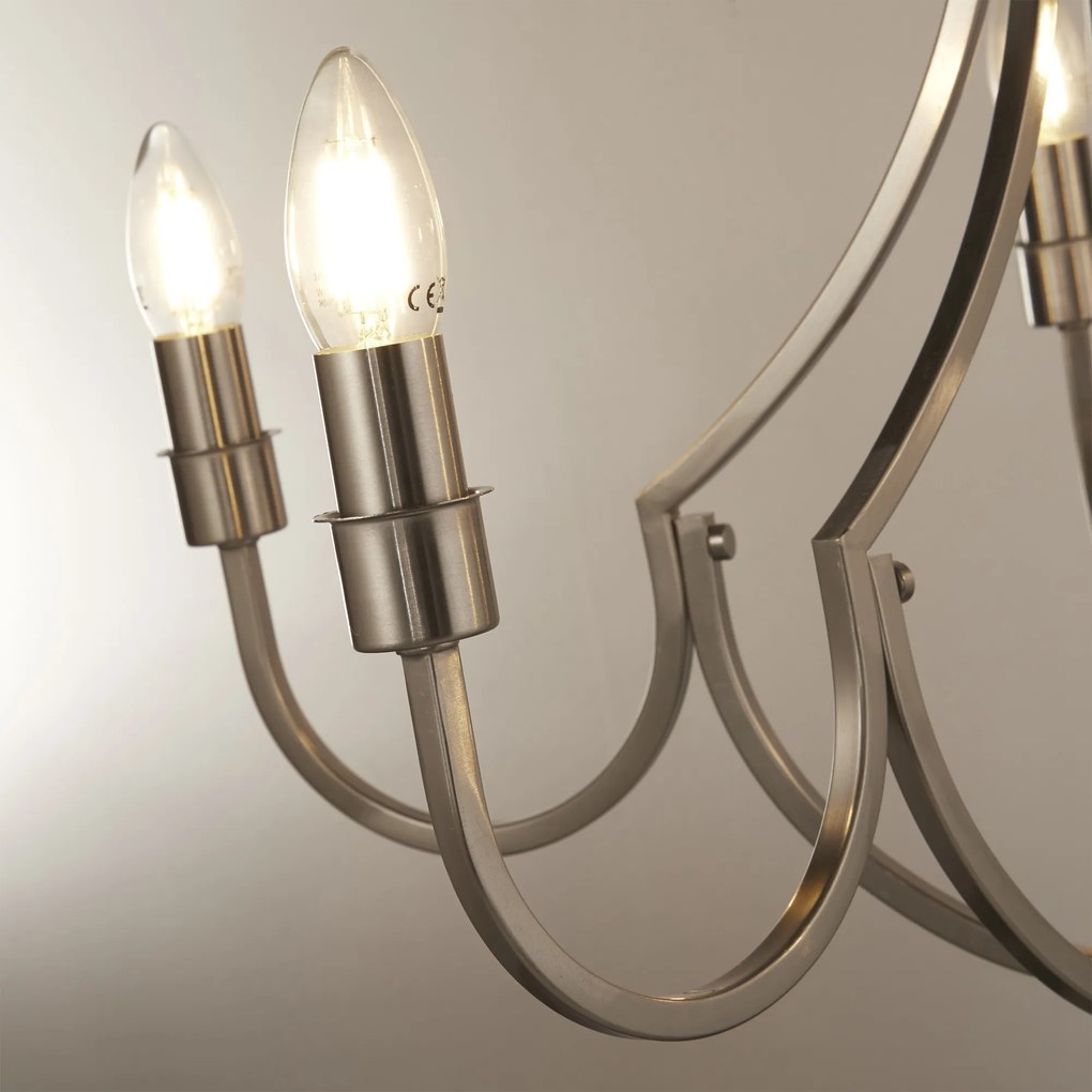 Lampadario Industrial-Nordico Loggia Acciaio Argento 5 Luci E14