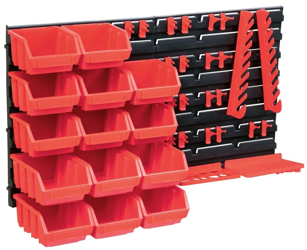 Kit Contenitori 39 Pz Con Pannelli A Parete Rosso E Nero /