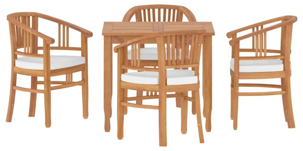 Set da pranzo per giardino 5 pz in legno massello di teak