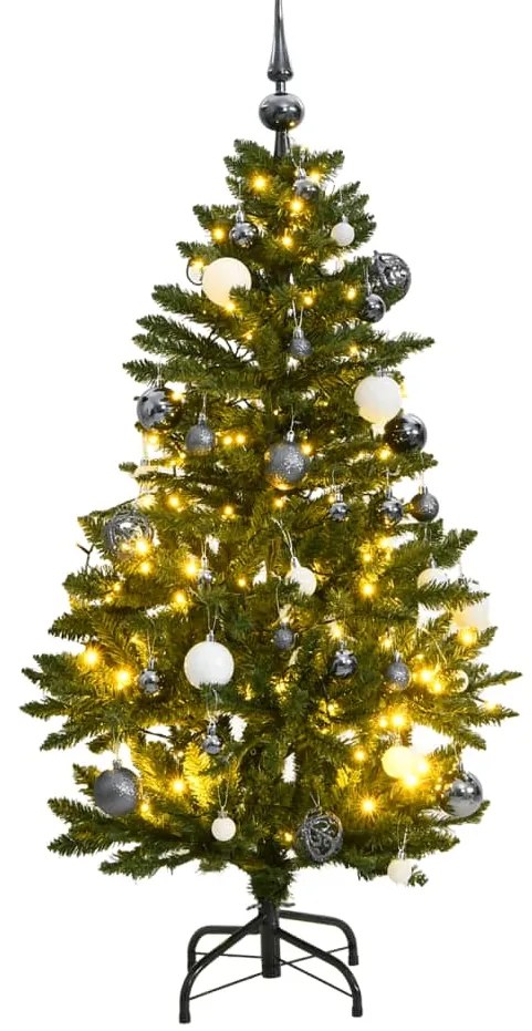 Albero Natale Incernierato con LED e Palline, Albero Natale Incernierato con 150 LED e Palline 150 cm II