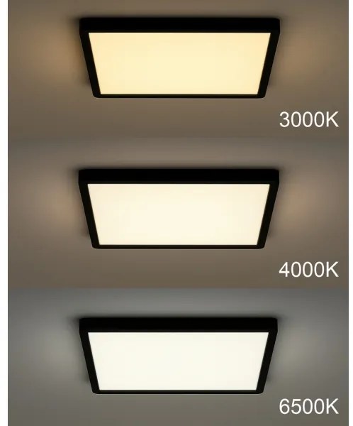 Plafoniera da soffitto LED 24W/230V 3000/4000/6500K 30x30 cm nera