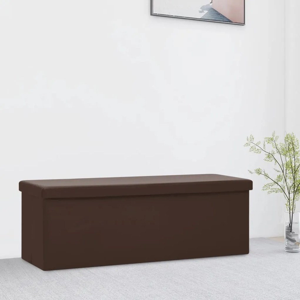Panca Portaoggetti Pieghevole Marrone İn Pvc /