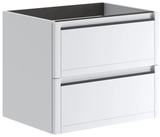 Mobile da bagno sospeso sotto lavabo L 59.5 x H 50 x P 45.5 cm bianco opaco, 2 cassetti TRATTO