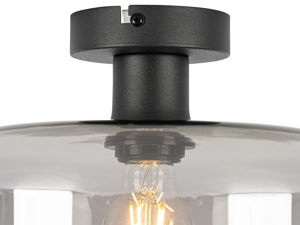 Plafoniera Art Déco nera con vetro fumé - Bizle