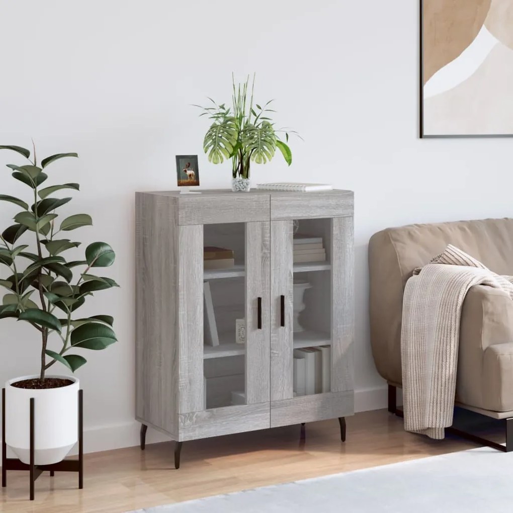 Credenza Grigio Sonoma 69,5x34x90 Cm İn Legno Multistrato /