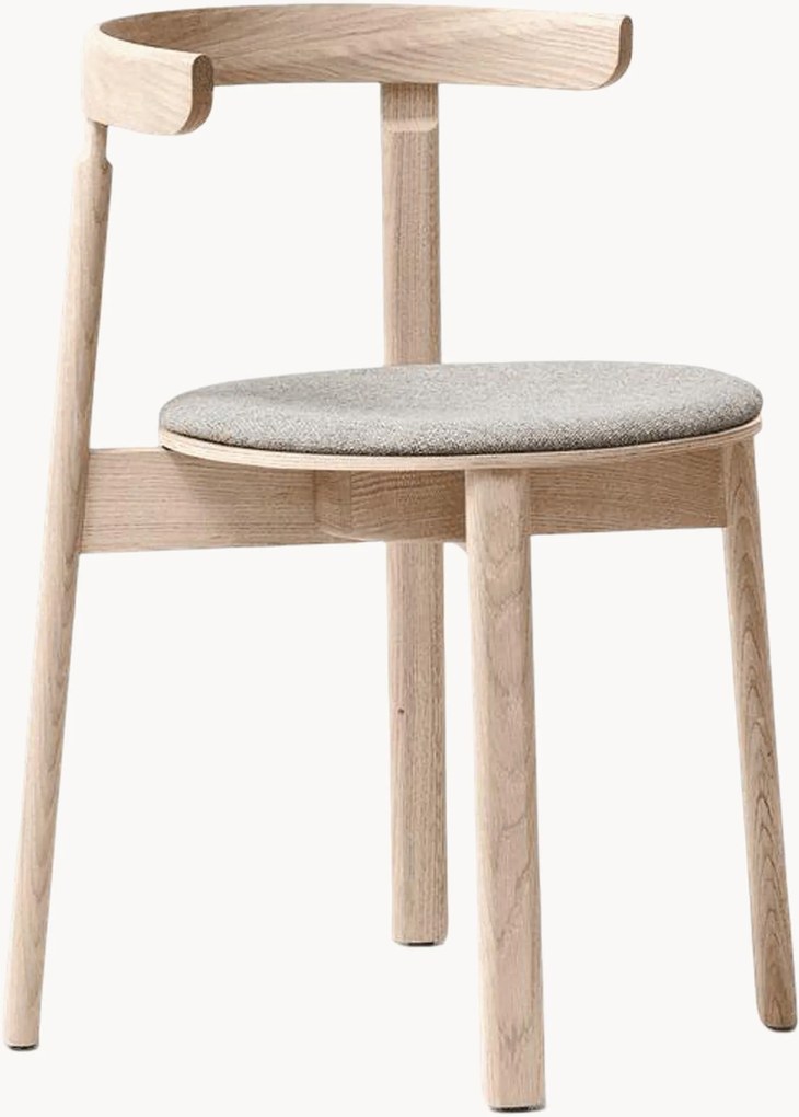 Sedia impilabile in legno di quercia con seduta in lana Lunar