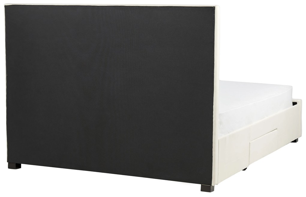 Letto matrimoniale con contenitore velluto crema chiaro 160 x 200 cm LIEVIN Beliani