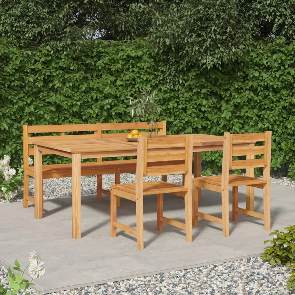 Set da pranzo per giardino 4 pz in legno massello di teak