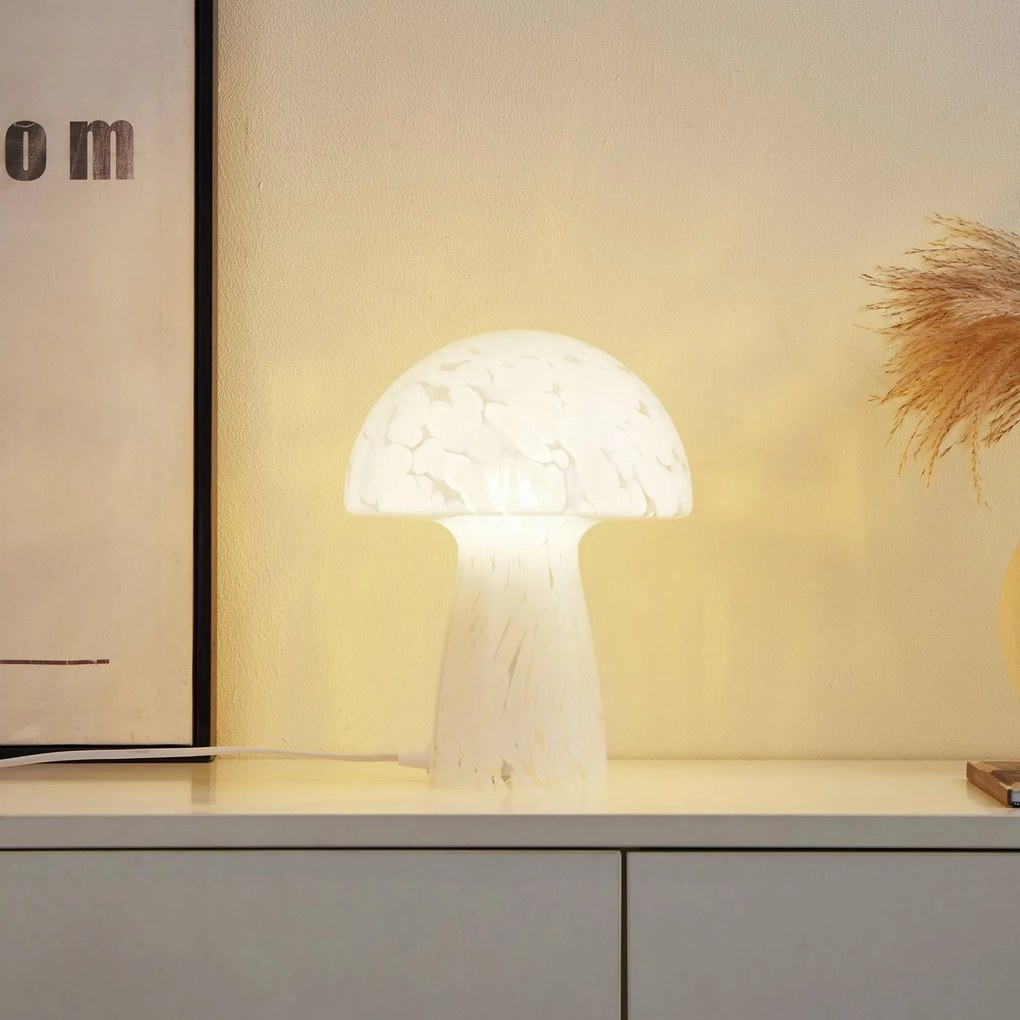 Lampada da tavolo Hubi Lindby, Bianco / Opale, Soggiorno / Sala da pranzo, Vetro, Moderno, Lampada da tavolo