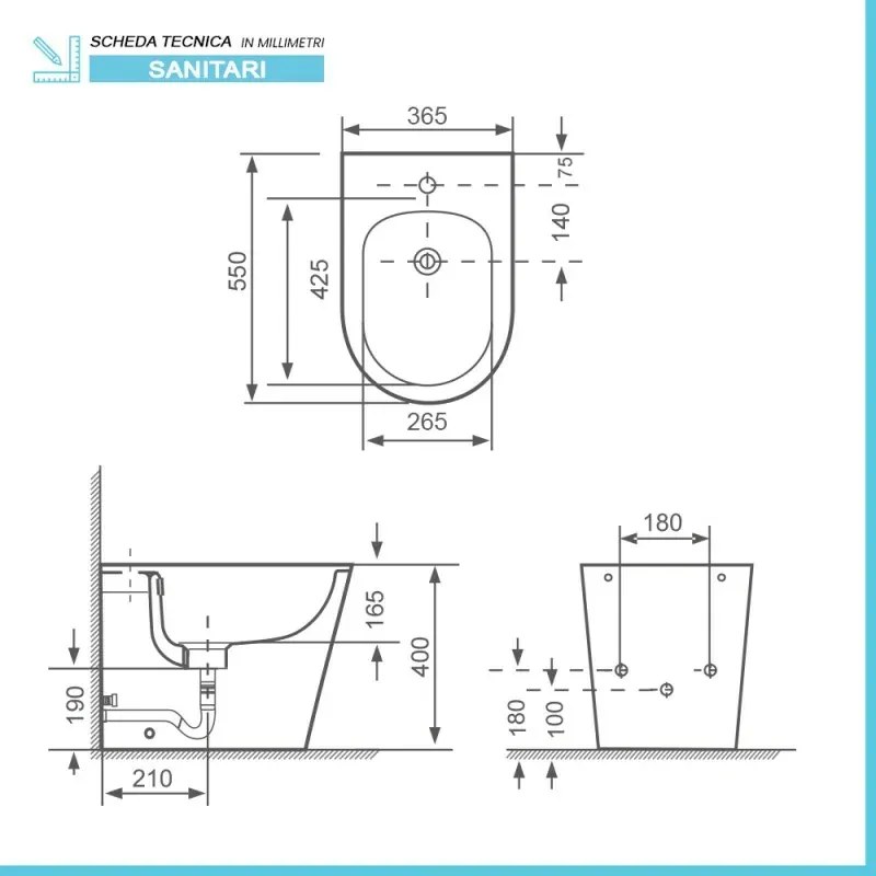Sanitari filomuro monoblocco Rimless bianco con sedile copriwc Tygo
