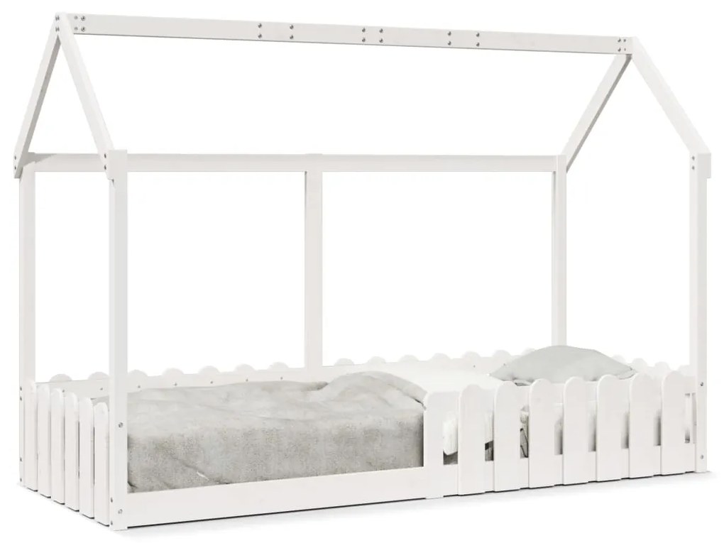 Giroletto Casetta Bambini Bianco 80x200 Cm Legno Massello Pino /