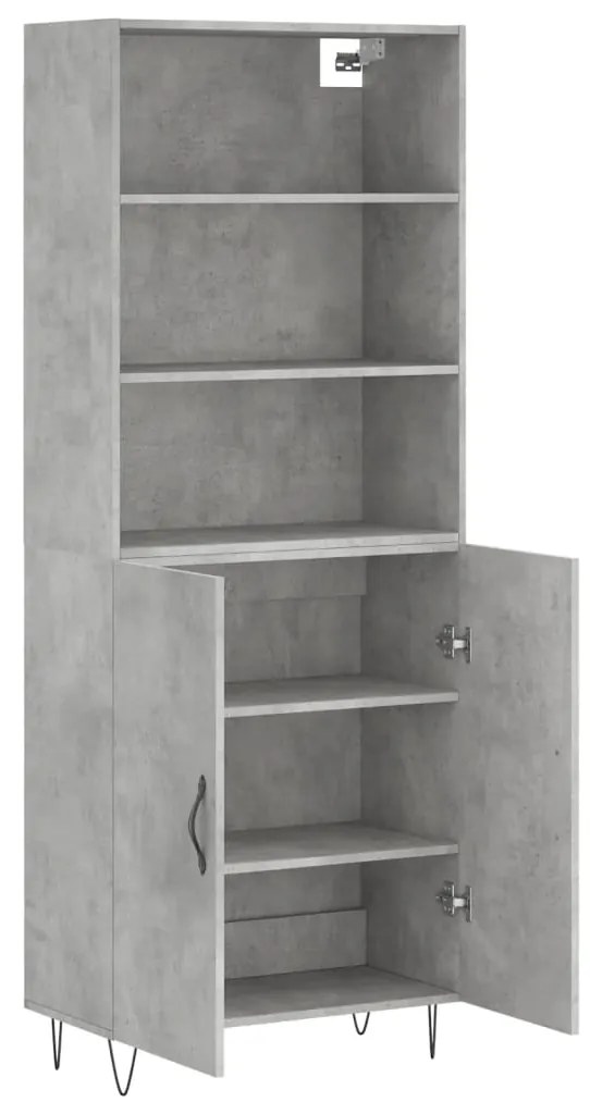 Credenza Grigio Cemento 69,5x34x180 cm in Legno Multistrato