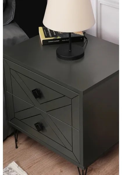 Comodino LUNA 55x50 cm antracite/nero