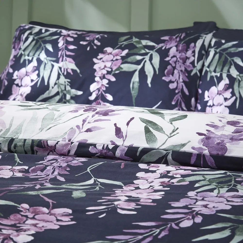 Biancheria da letto singola bianca e viola 135x200 cm Wisteria - Catherine Lansfield