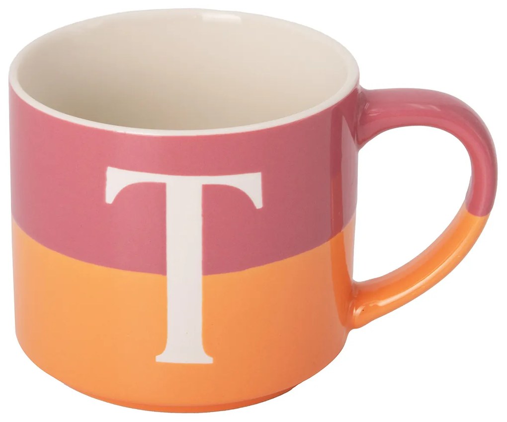 Tazza lettera T arancio 400 ml Blend Collection
