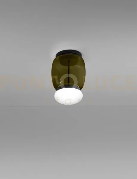 Faro lampada da soffitto s verde antico bianco montatura nero opaco...