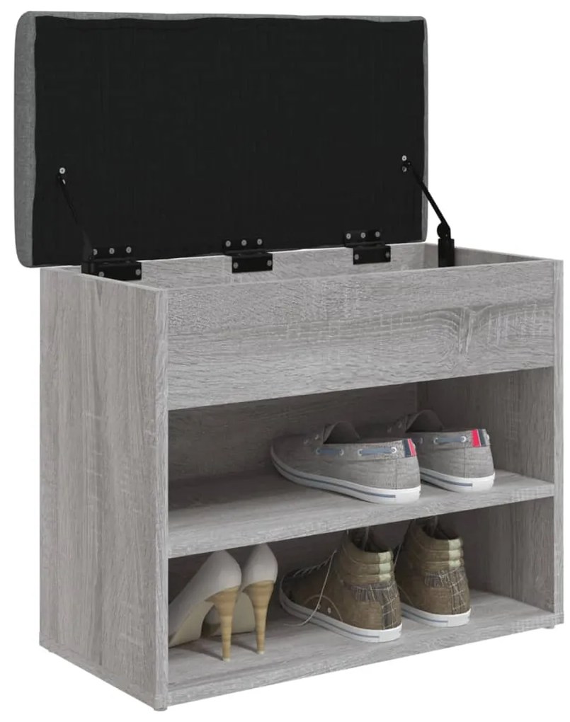 Panca porta scarpe grigio sonoma 62x32x50 cm legno multistrato
