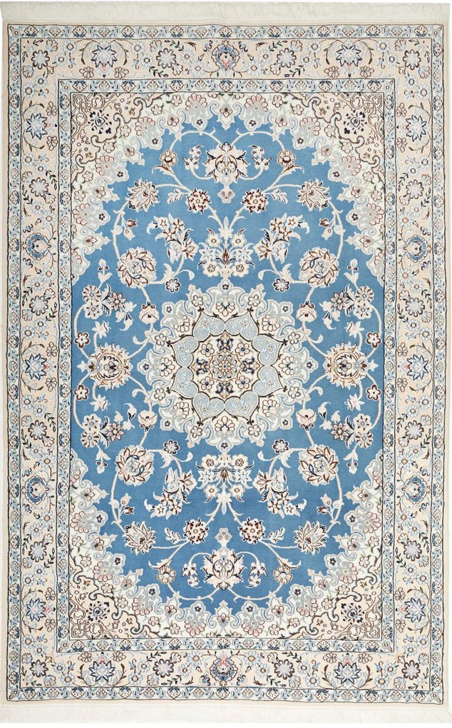 Nain Tappeto persiano 140x210 Blu (Iran) Annodato A Mano