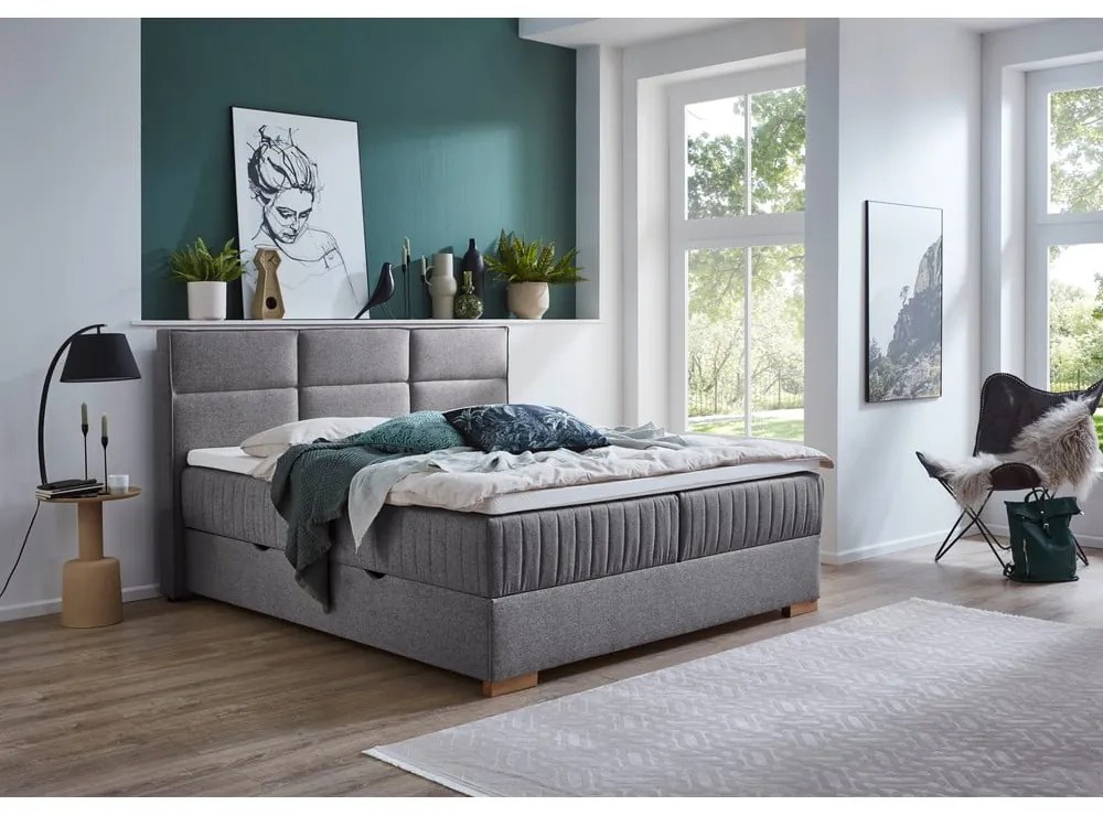 Letto boxspring grigio con contenitore 160x200 cm Tambo - Meise Möbel