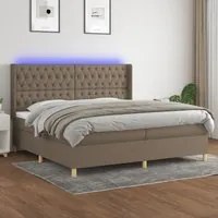 Letto a Molle Materasso e LED tortora 200x200cm in Tessuto cod mxl 55617