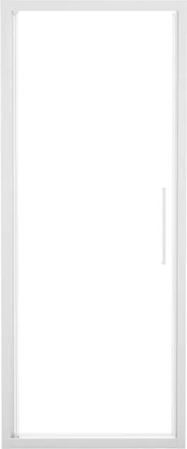 Porta doccia battente L 72-76 cm x H 195 cm per nicchia in vetro trasparente SP. 6 mm, profilo opaco bianco, serie Record