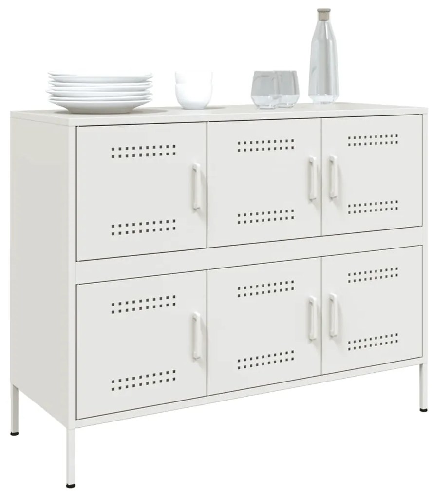 Credenza bianca 100,5x39x79 cm in acciaio laminato a freddo