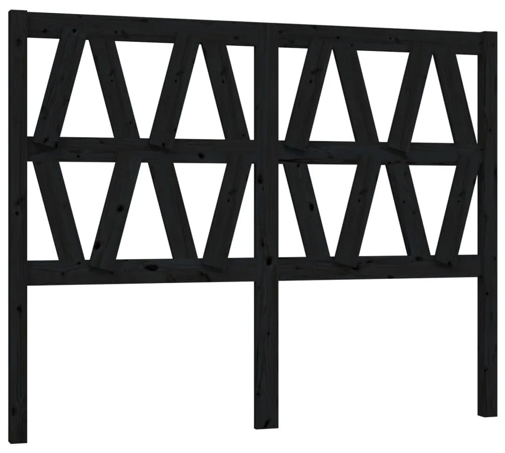 Testiera per letto nera 146x4x100 cm in legno massello di pino