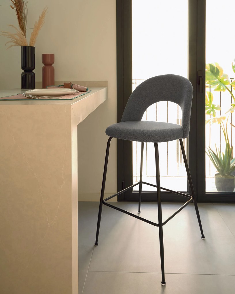 Kave Home - Sgabello Mahalia grigio scuro altezza 63 cm