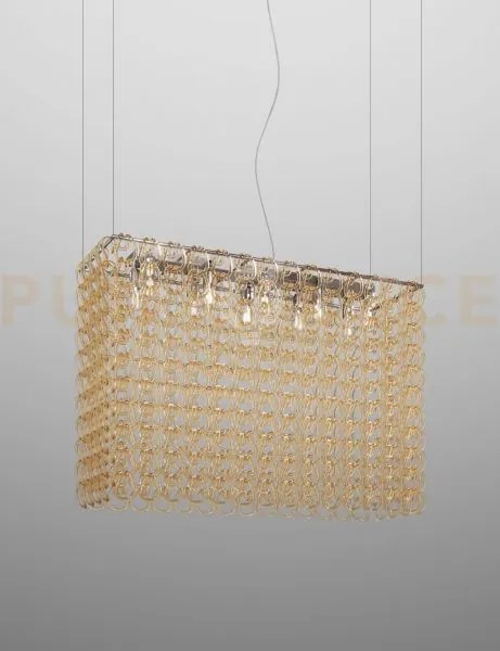 Giogali sospensione re1 cristallo ambra e cromo lucido 10 luci atta...