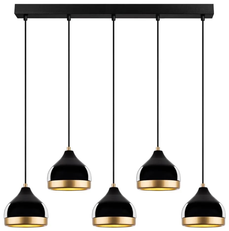 Lampadario con cavo YILDO 5xE27/40W/230V nero/oro