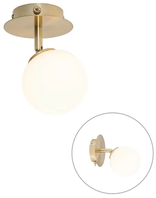Faretto moderno oro con vetro opalino con interruttore - Athens