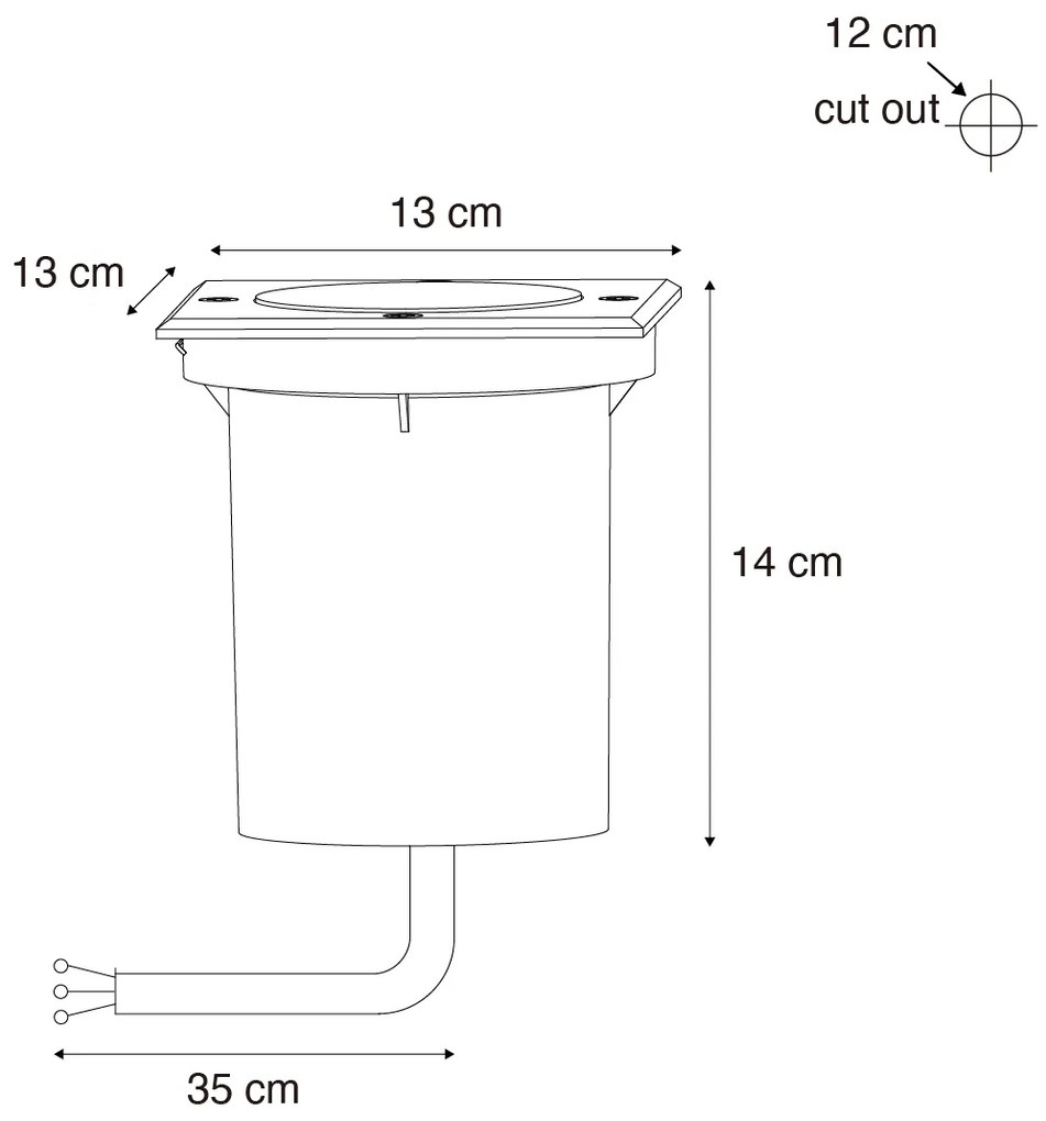 Set di 4 faretti da terra per esterni neri quadrati regolabili IP65 - Delux