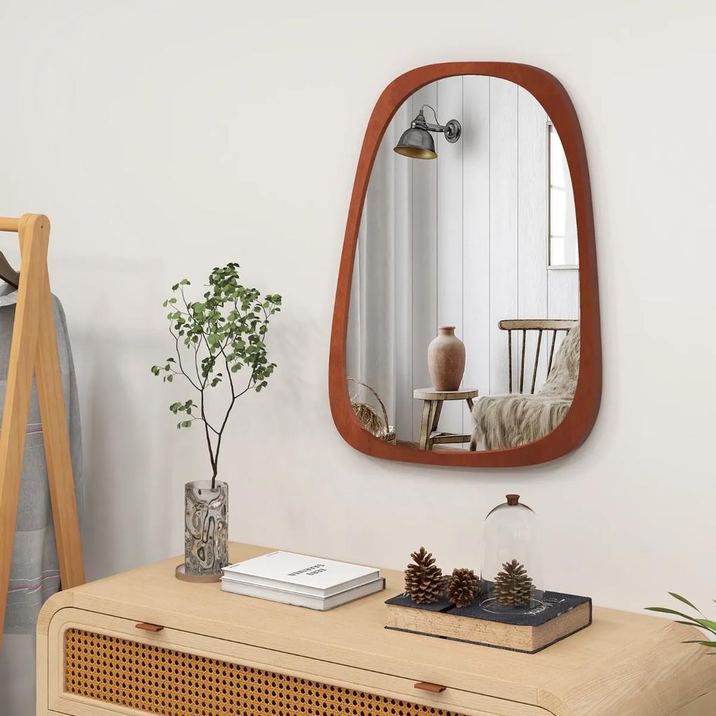 Costway Specchio irregolare asimmetrico da design astratto, Specchio da parete 68x53,5cm con cornice rustica Naturale